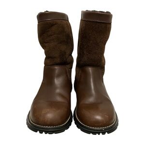 Ugg Two-Tone Brown Leather Sheepskin Lining Boots